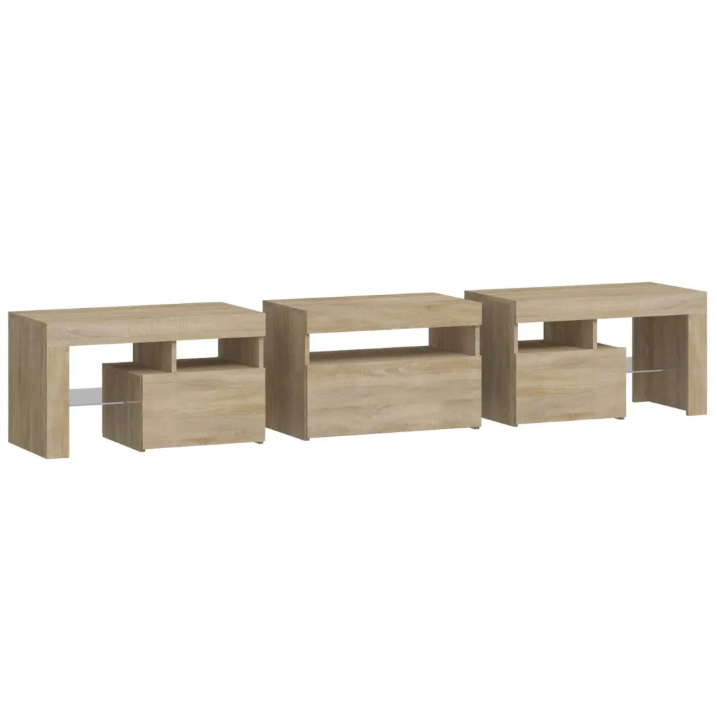 Mobile Porta TV con Luci LED Rovere Sonoma 200x36,5x40 cm 3152812
