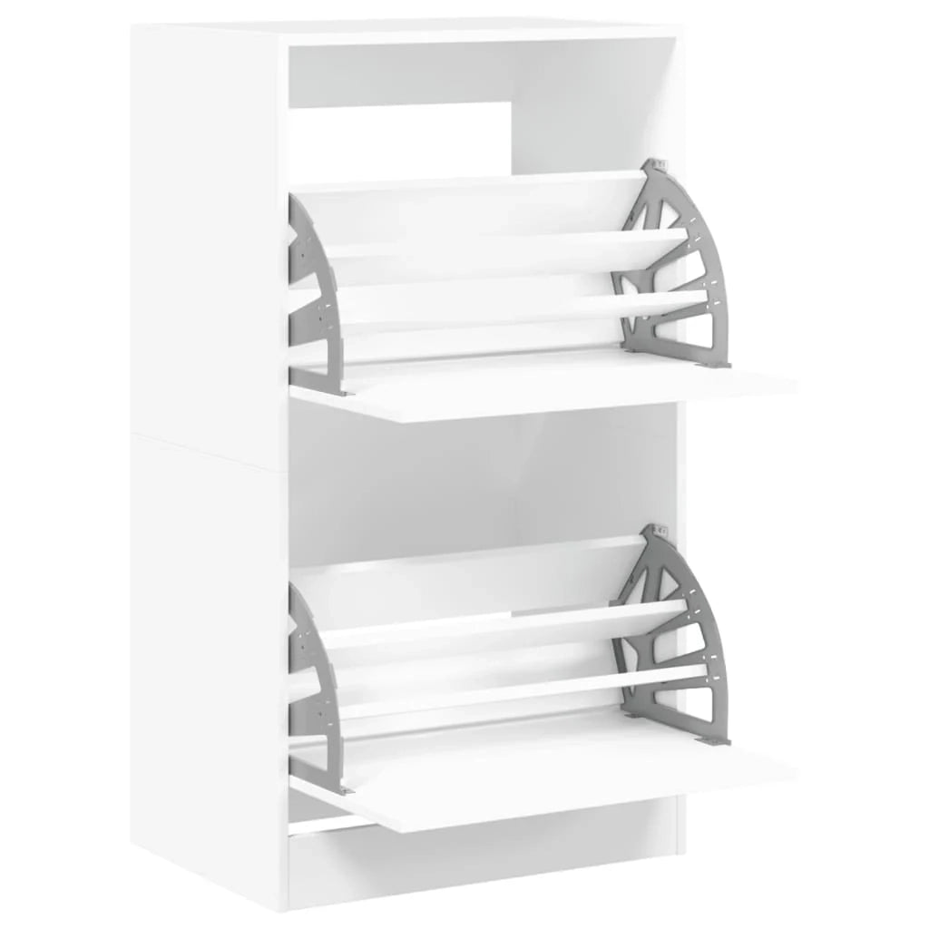 Scarpiera mobiletto portascarpe mobile ingresso/corridoio/soggiorno 2 cassetti a ribalta 60 x 42 x 108 cm bianco 02_0021329