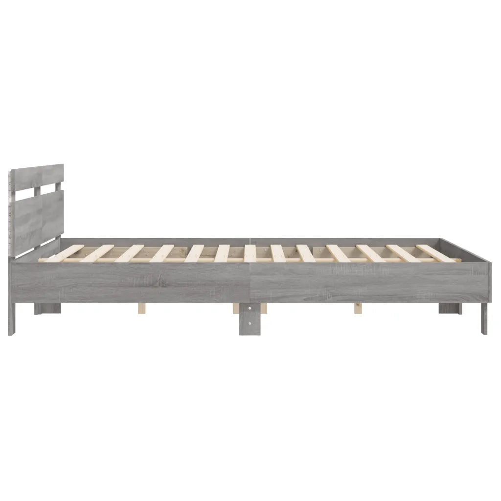 Giroletto con Testiera e LED-Struttura Letto con testiera Grigio Sonoma 160x200 cm 136199