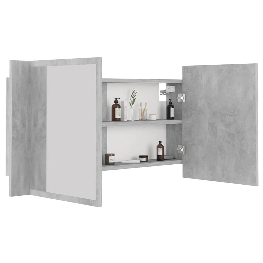 Armadietto a Specchio | Armadio da bagno con Luci LED Grigio Cemento in Acrilico