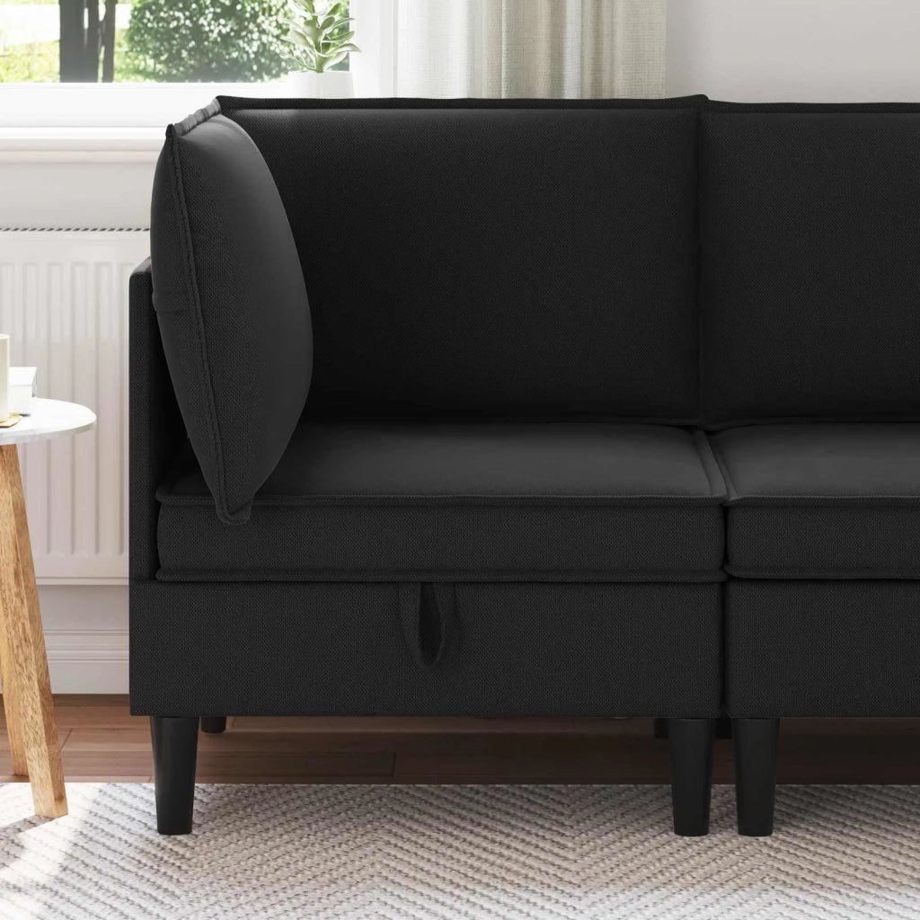 Divano | Divano da soggiorno | Sofa Angolare con Storage Nero Velluto