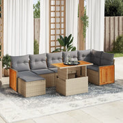 Set Divano da Giardino 8 pz con Cuscini Beige Polyrattan Acacia 3327741