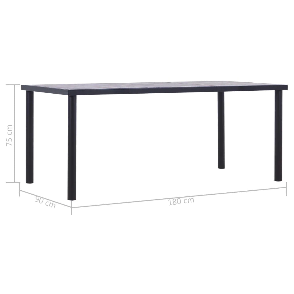 Tavolo da Pranzo | Tavolo da cucina Nero e Grigio Cemento 180x90x75 cm in MDF