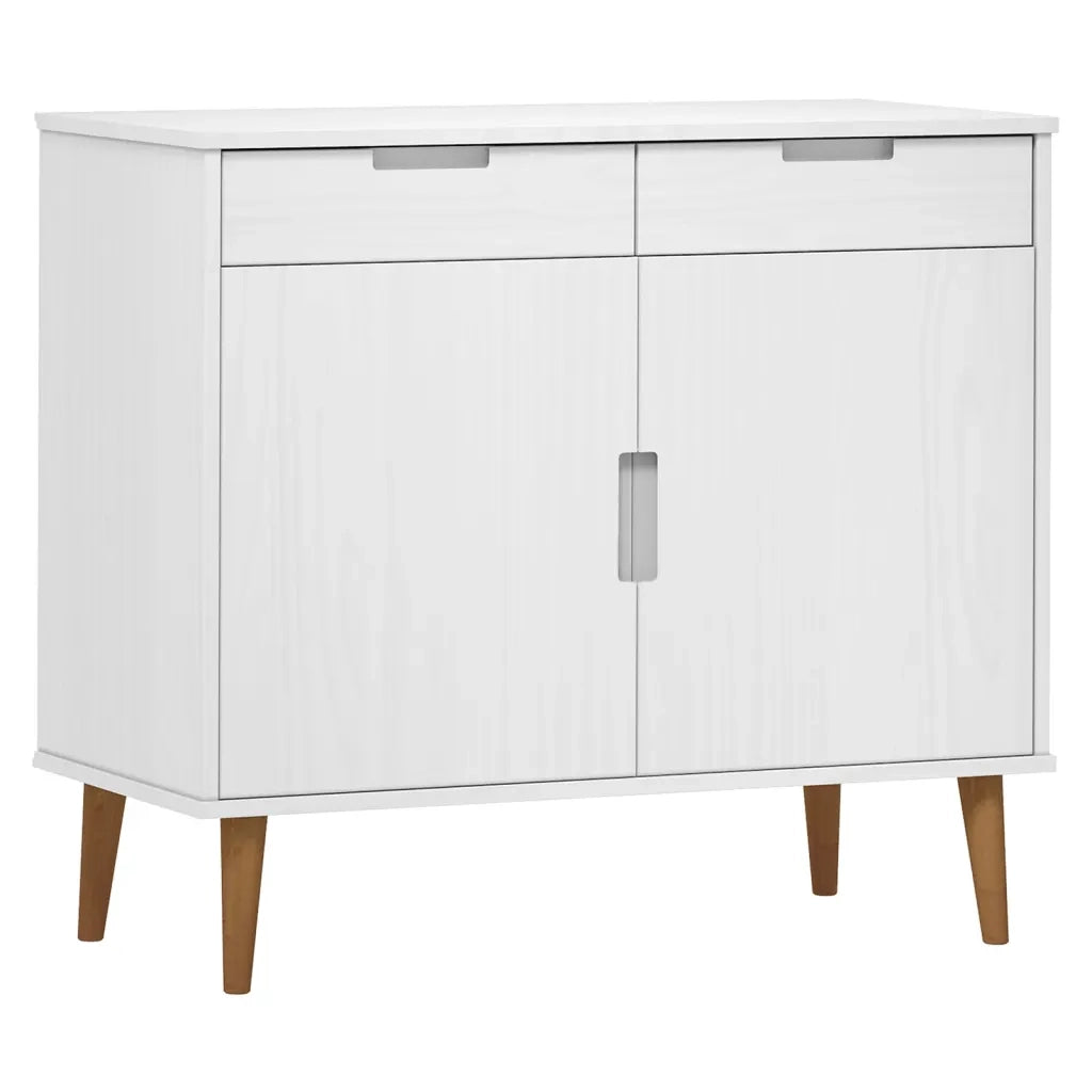 Credenza MOLDE Bianca 90x40x80 cm in Legno Massello di Pino cod mxl 15524