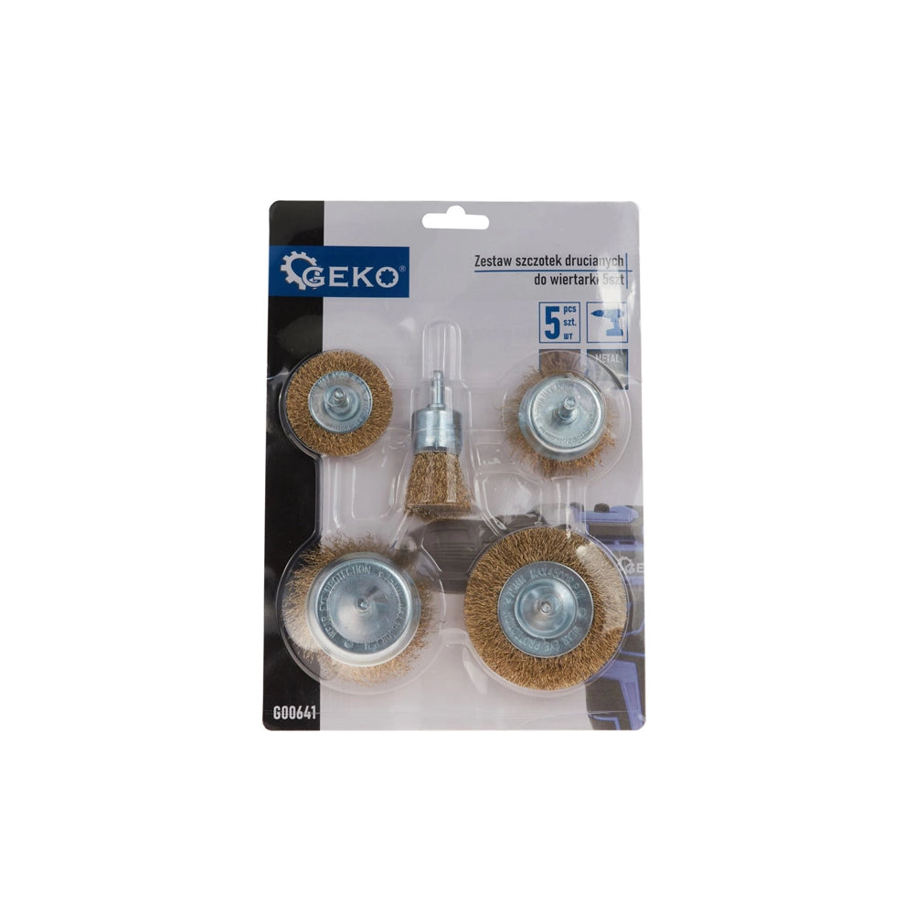 SET 5PZ SPAZZOLE METALLICHE IN FILO DI OTTONE ONDULATO CON GAMBO 6mm GEKO G00641