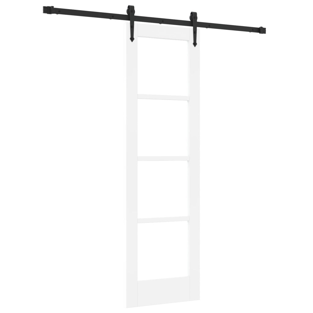 Set porta scorrevole  con accessori bianchi 61x198.5 cm Legno massiccio di pino