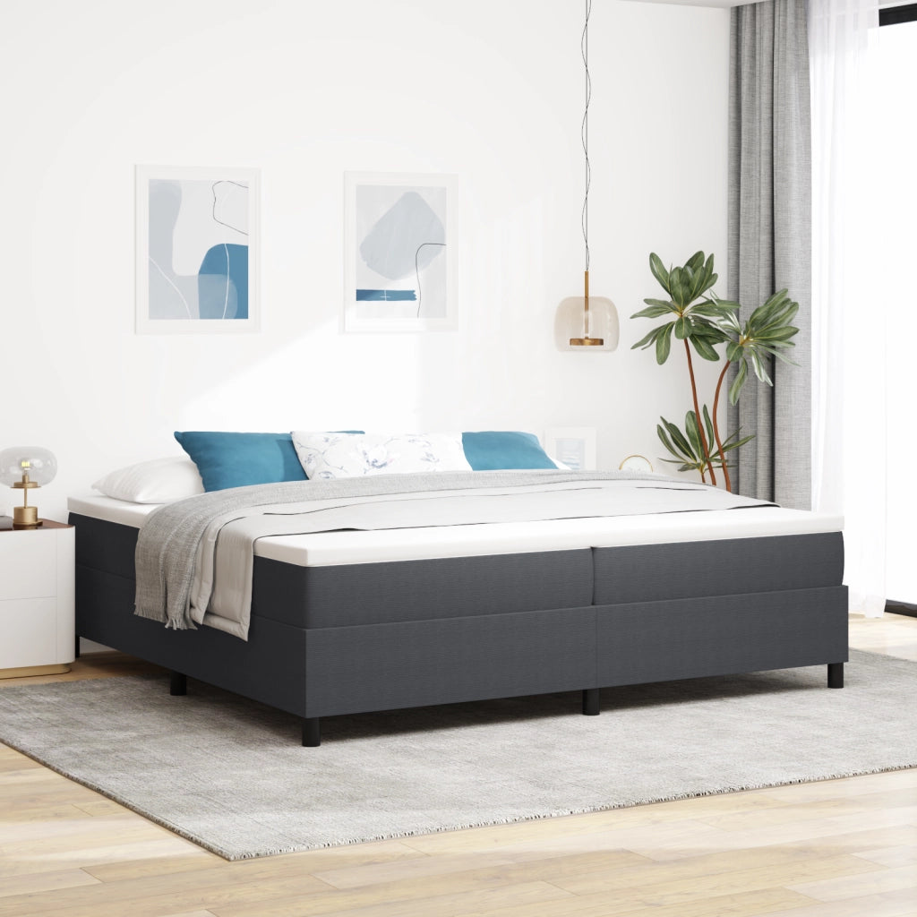 Letto con Rete a Molle e Materasso Grigio Scuro 200x200 cm Tessuto in Corduroy