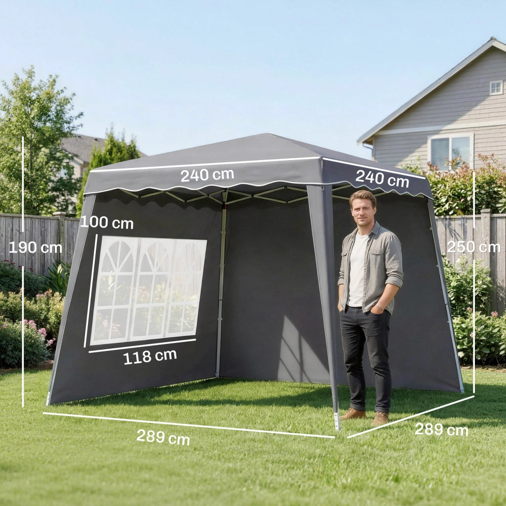 Tenda da giardino pieghevole pop-up ¨C Zephmum ¨C 2.89x2.89m, grigio, protezione UV50+