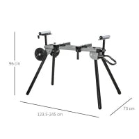 DURHAND Cavalletto Supporto per Sega Troncatrice Universale Estensibile e Pieghevole, Capacità 150kg, Nero e Argento