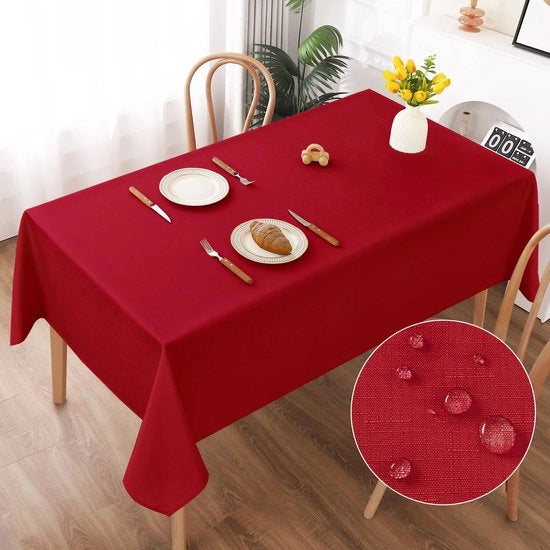 Tavolo Coperto Raffigurante un Finto Tessuto di Lino, Dimensioni 140x200cm, con Effetto Lotus e Impermeabile, Resistente ai Graffi, Ideale per Salotto, Cucina, Terrazza e Giardino