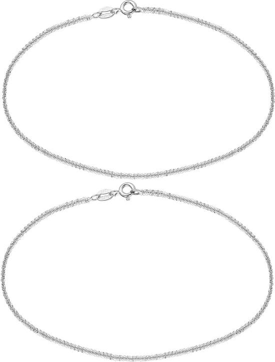 Catenelle d'argento - 2 pezzi - Accessori per gioielli - Collana a luci stroboscopiche - Collana per donna - Collana semplice per donna - Adatto per banchetti di fidanzamento e regali di anniversario.