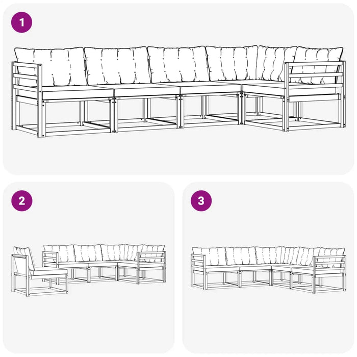 Set di divani da esterno con cuscino 5 pcs Naturale e Beige 3369448