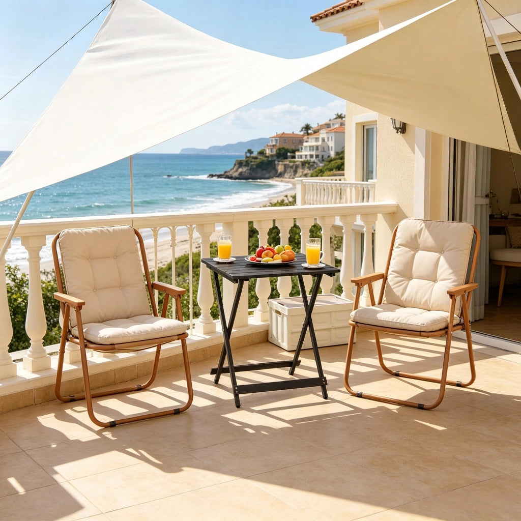 Tavolo da giardino bistrot pieghevole in alluminio con struttura a X per balcone e campeggio nero 50,5 × 47 × 59,5 cm