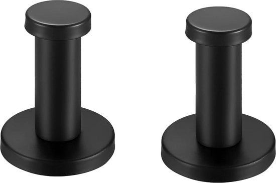 Set di 2 manubri per asciugamani, stanghe in acciaio inossidabile, stanghe, chiodi per parete, asciugamani, unico gancio, capacità di carico fino a 15 kg, gancio per asciugamani accessori per la doccia (12 x 50 mm, nero)