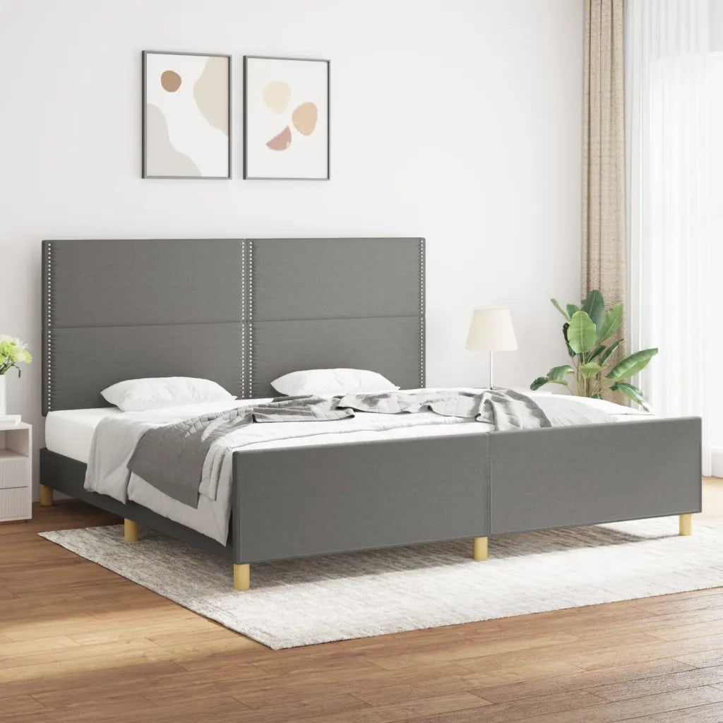 Giroletto senza Materasso-Struttura Letto Grigio Scuro 200x200 cm Tessuto 611857