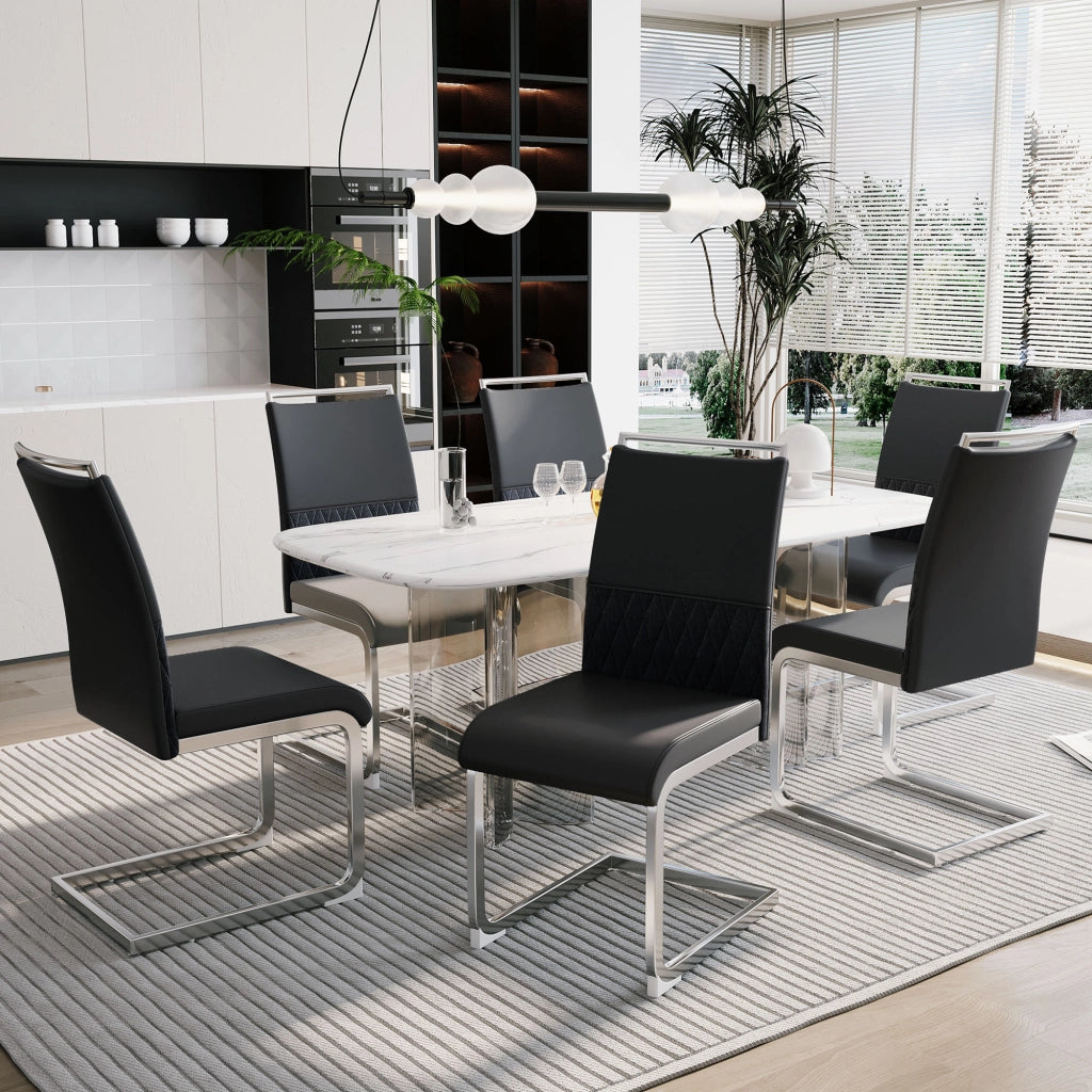 Sedia da pranzo moderna ergonomica, nera, struttura in metallo