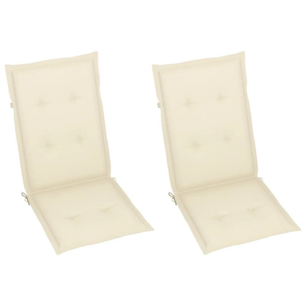 Sedie da Giardino 2 pz con Cuscini Crema in Massello di Teak cod mxl 11487