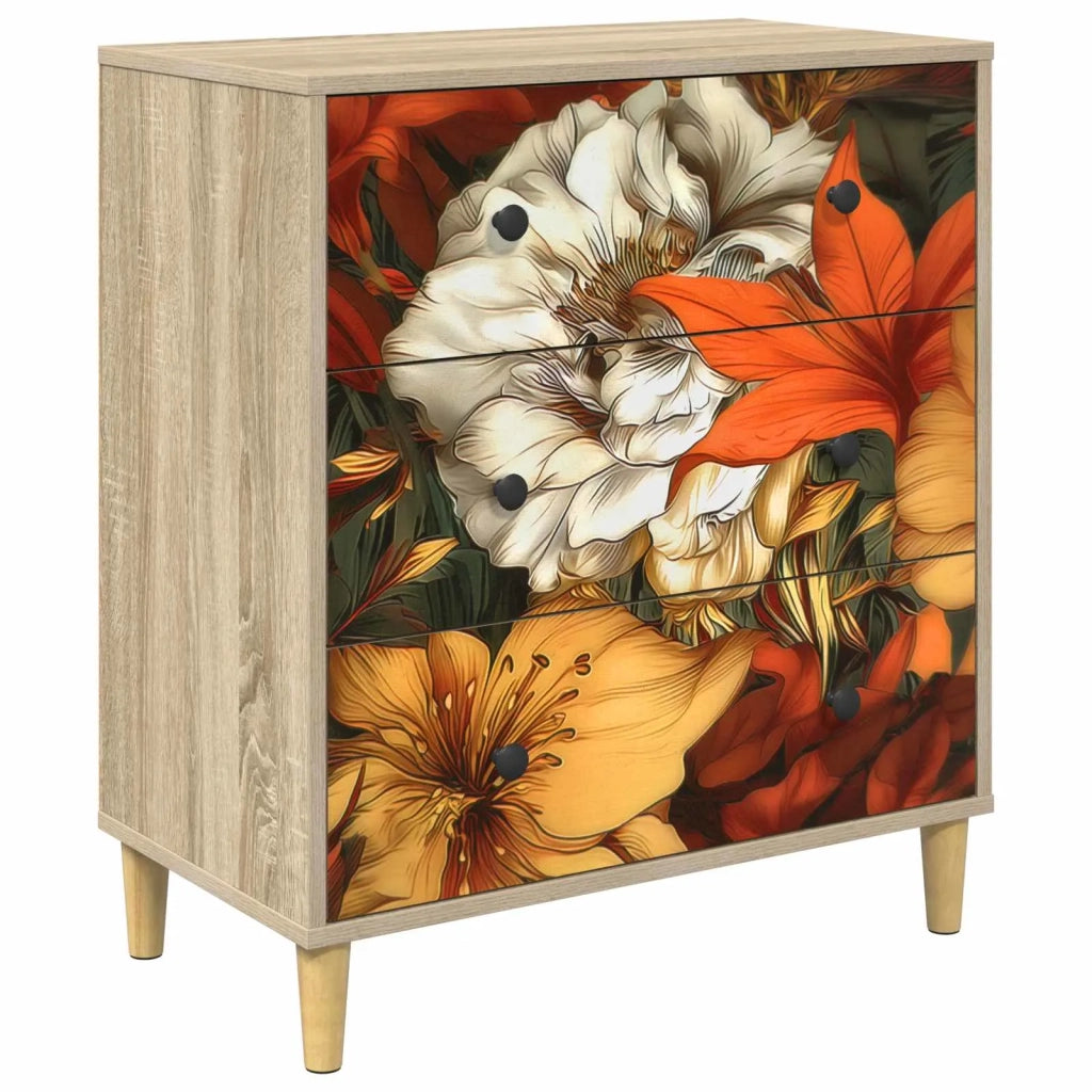 Cassettiera GENNEP stampa a gigli 66 x 36,5 x 75 cm Sonoma 8007355