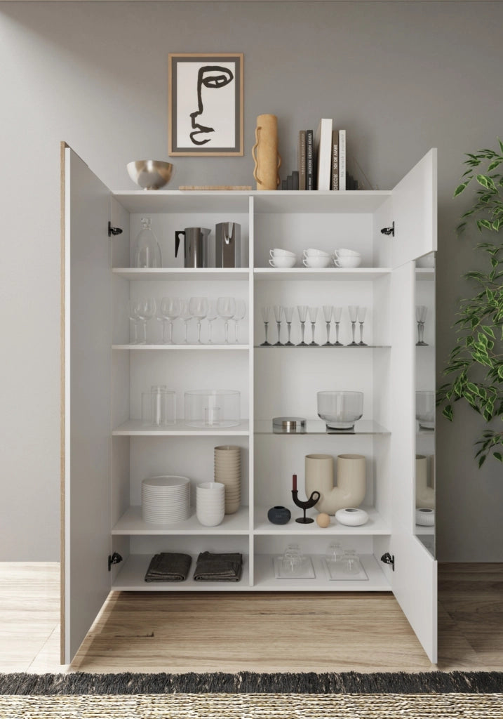Credenza/Vetrina MACON bianco/rovere miele