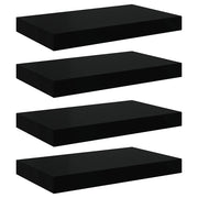 4 pz Scaffali a Parete | Ripiano a parete | Mensole a Parete Nero Lucido 40x23x3,8 cm in MDF