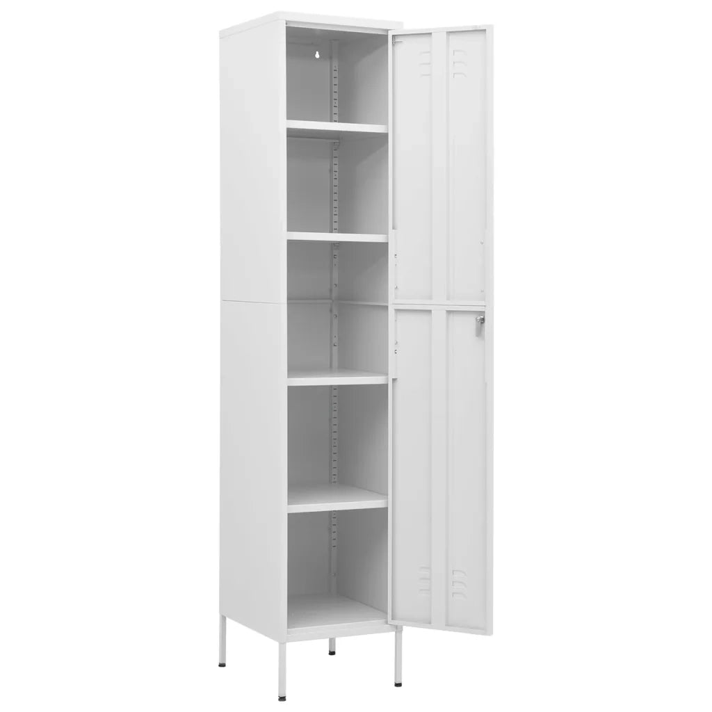 Armadietto da ufficio moderno 35 x 46 x 180 cm con ripiani regolabili finitura in acciaio bianco 02_0046893