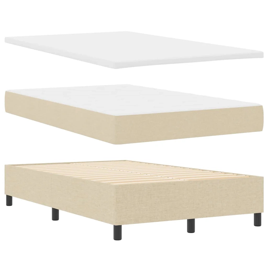 Letto a molle con materasso Crema 120 x 190 cm Tessuto