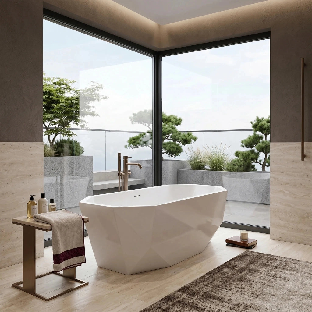 Vasca Da Bagno Freestanding Rea Diamanti 170 Copritappo bianco
