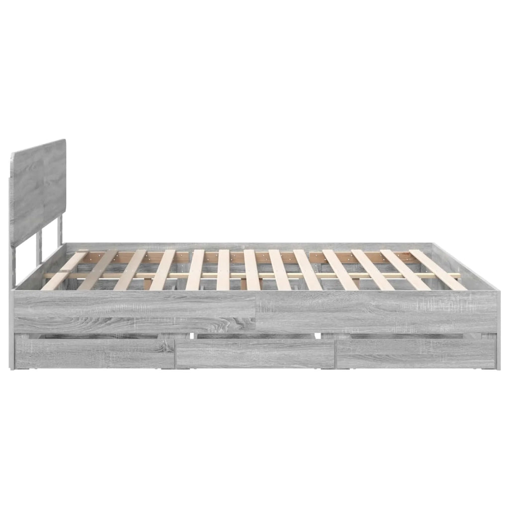 Struttura del letto con cassetto Sonoma grigia 200 x 200 cm 3412155