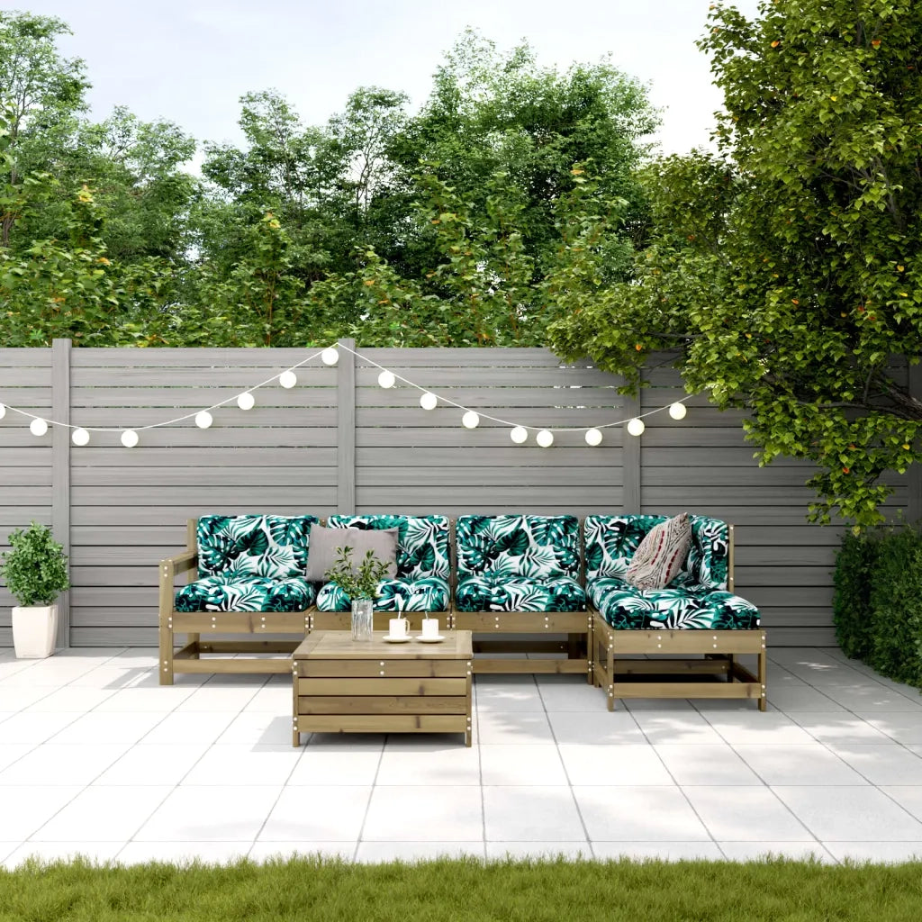Set Divani da Giardino 6pz con Cuscini Legno Impregnato di Pino 3250983