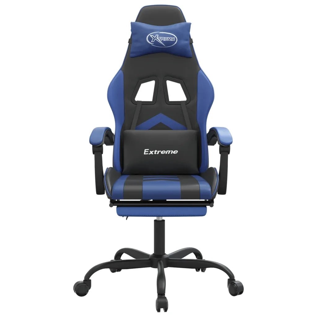 Sedia da Gaming con Poggiapiedi Nero e Blu in Similpelle cod mxl 65951
