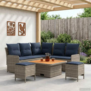 Set di Mobili con cuscino 6 pcs Grigio e Blu Navy Rattan in PE 3422186