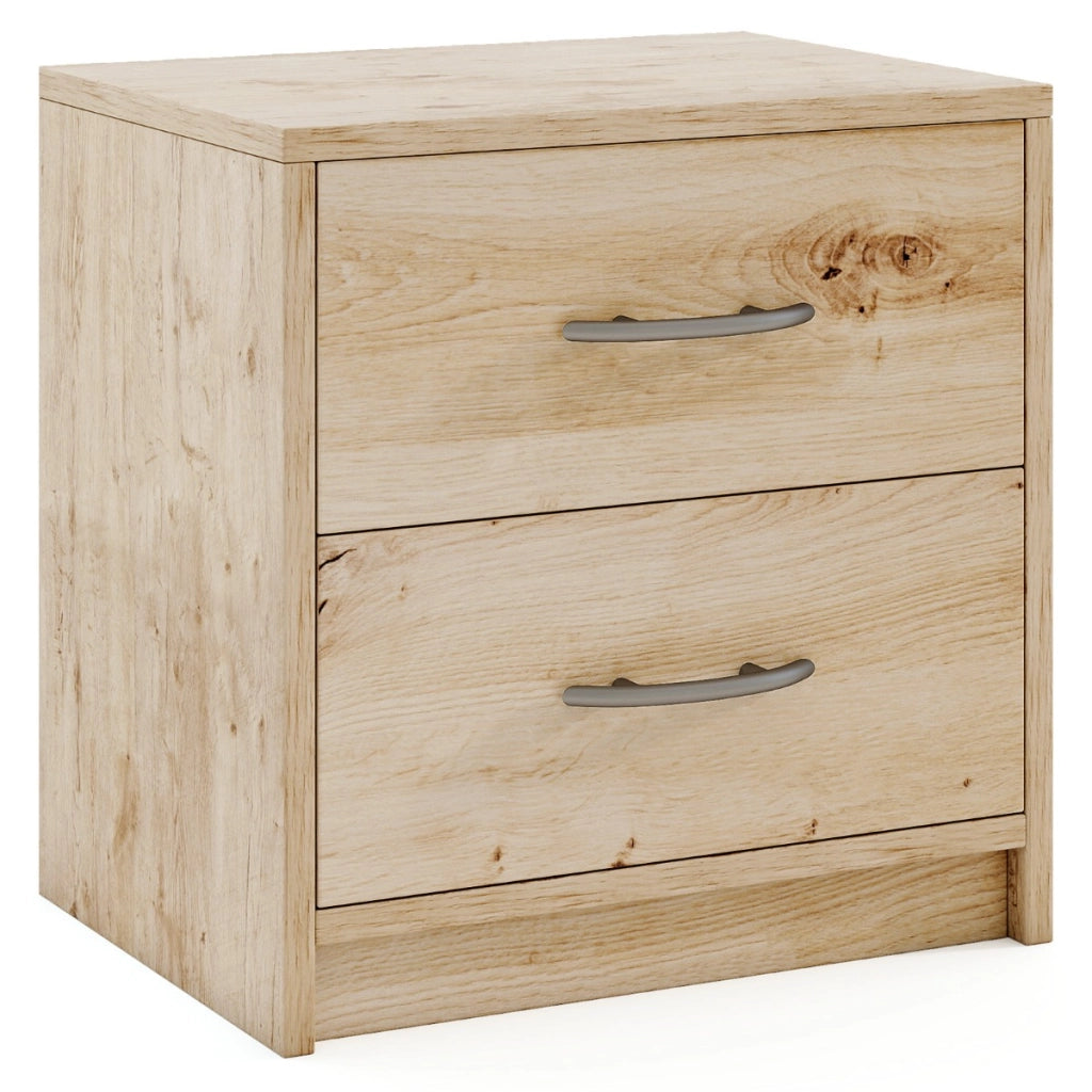 Comodino a 2 cassetti in legno con ripiano, Tavolino da notte compatto da pavimento per soggiorno camera da letto Naturale