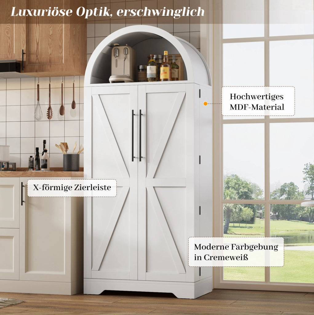 Vetrina ad arco bianca in MDF 70x40x165 cm