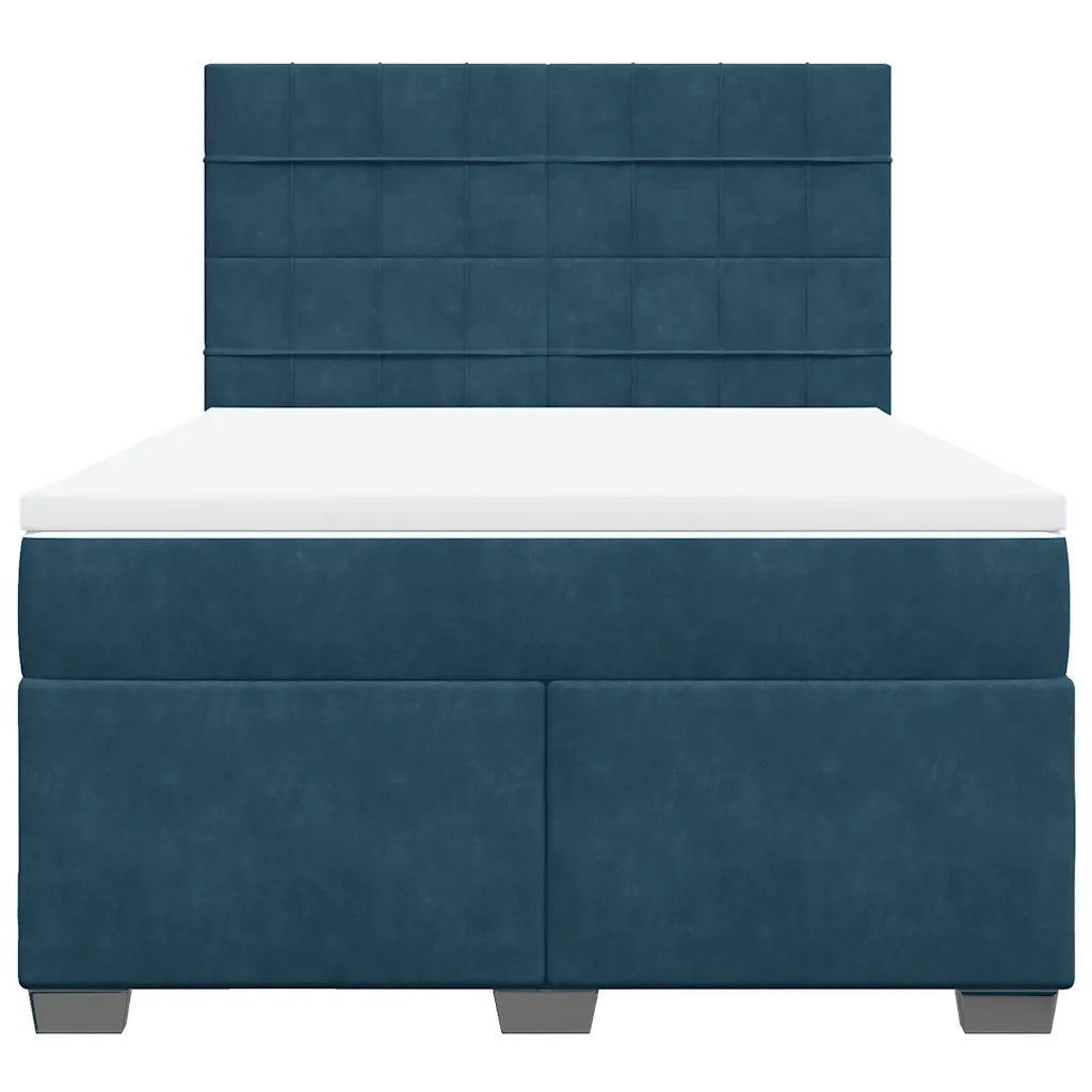 vidaXL Giroletto a Molle con Materasso Blu 160x200 cm in Velluto