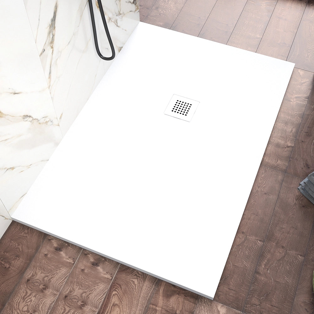 Piatto doccia 80x130cm in marmoresina bianco effetto pietra | Kos