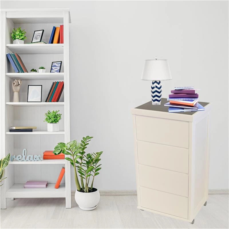 CASSETTIERA PRESTIGE REALIZZATA IN FAGGIO CASSETTO MULTISTRATO DI BETULLA CASSETTO CON GUIDE IN METALLO RUOTE IN PLASTICA GOMMATA COLORE BIANCO