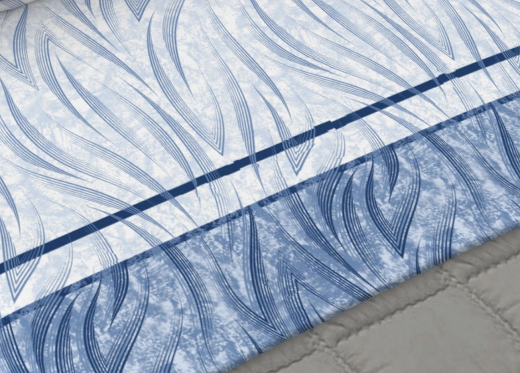 Completo Lenzuola Letto 100% Cotone Made Italy Disegno Flames CN - Piazza e Mezza - Blu