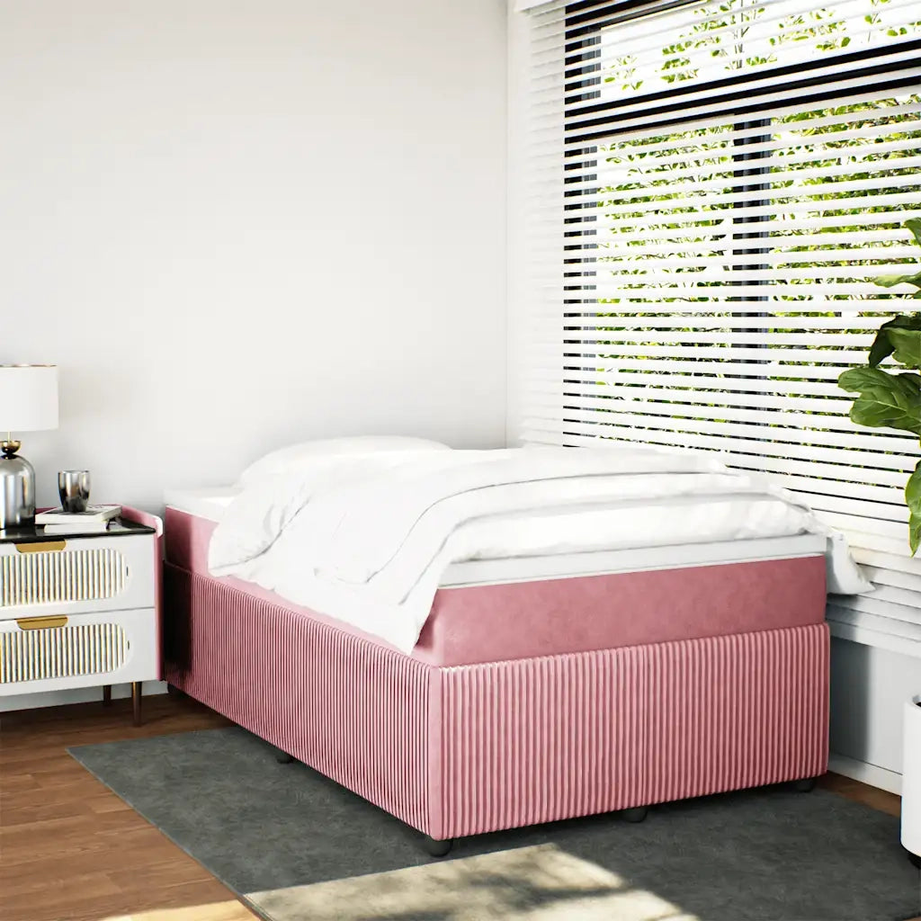 Giroletto a Molle con Materasso Rosa 120x190 cm in Velluto