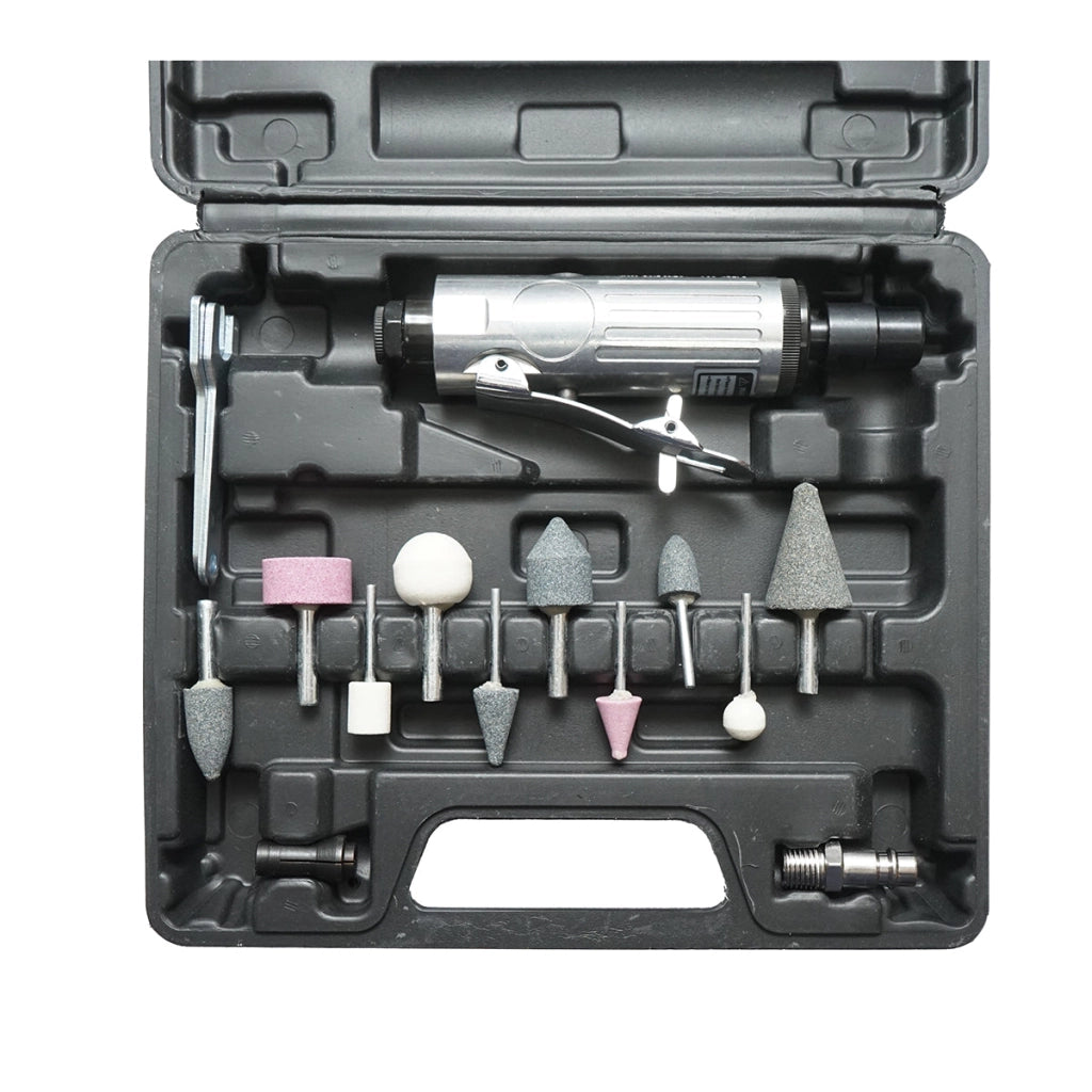 Kit smerigliatrice pneumatica diritta, 25000 giri/min, pressione 6,3 bar, 16 pezzi Breckner Germany