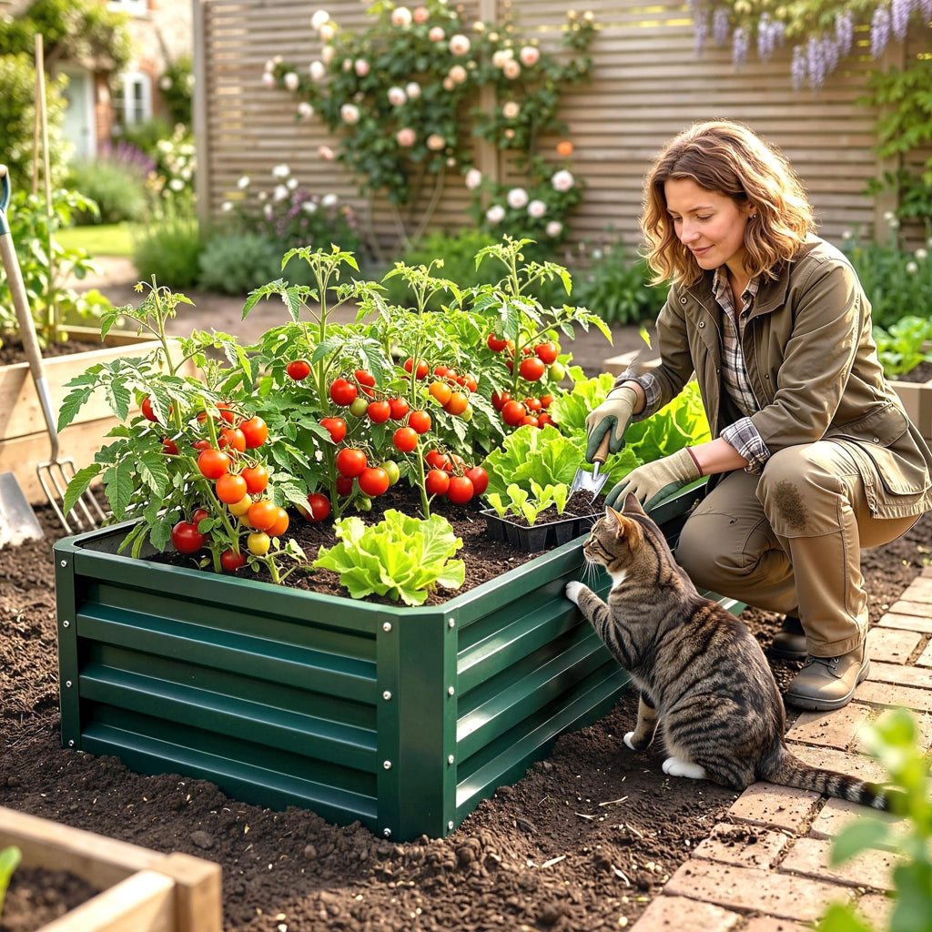Carr¨¦ Potager Giardino Rettangolare ¨C Zephmum ¨C Verde Scuro Acciaio 120x60x30