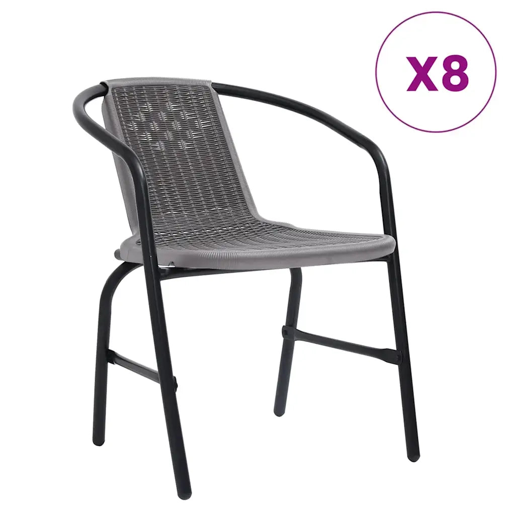 Sedie da Giardino 8 pz | Sedie da Esterno in Plastica Rattan e Acciaio 110 kg