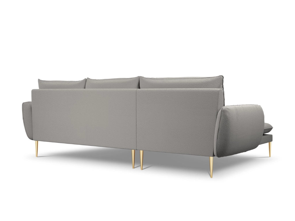 Cosmopolitan Design - Divano angolare sinistro "Vienna" 5 posti in bouclé grigio 