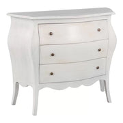 Cassettiera sagomata 3 cassetti legno shabby bianco anticato 116x42x85 - Mobili 2G