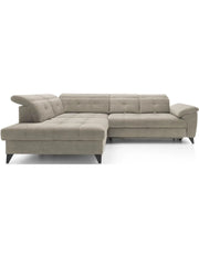 Divano ad angolo Beige 5 posti angolo sinistro molle ondulate INFERNO