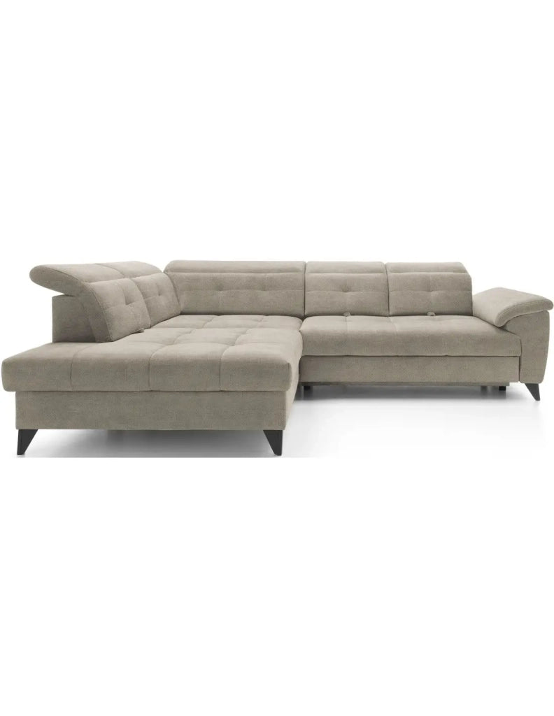 Divano ad angolo Beige 5 posti angolo sinistro molle ondulate INFERNO