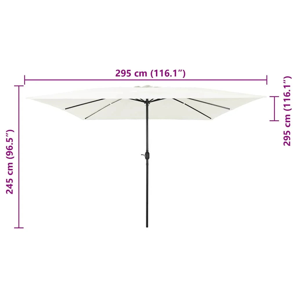 Ombrellone da giardino moderno 295 x 295 x 245 cm pieghevole pratico stile pulito realizzato in poliestere color sabbia 02_0058795