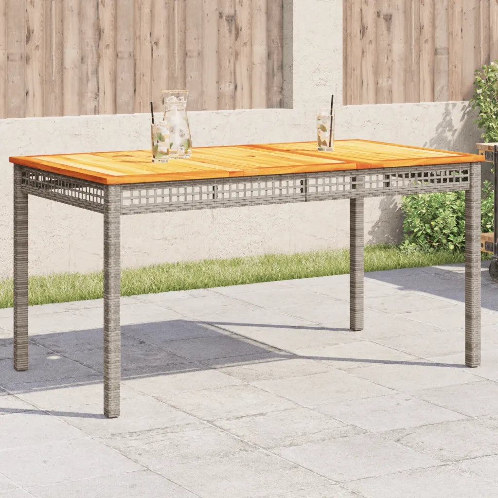 Tavolo da Giardino | Tavolino da esterno Grigio 140x80x75cm Polyrattan e Legno Acacia
