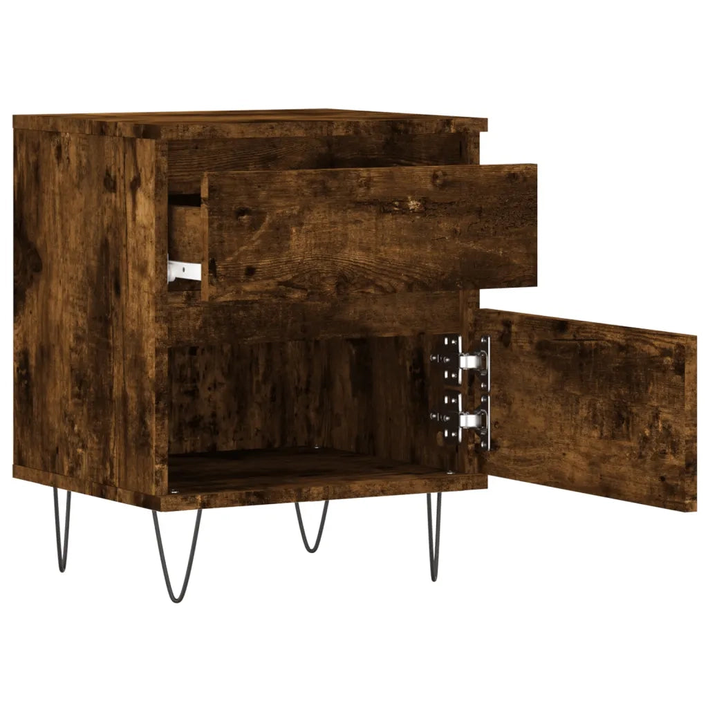 Comodini 2pz Rovere Fumo 40x35x50 cm in Legno Multistrato 830679