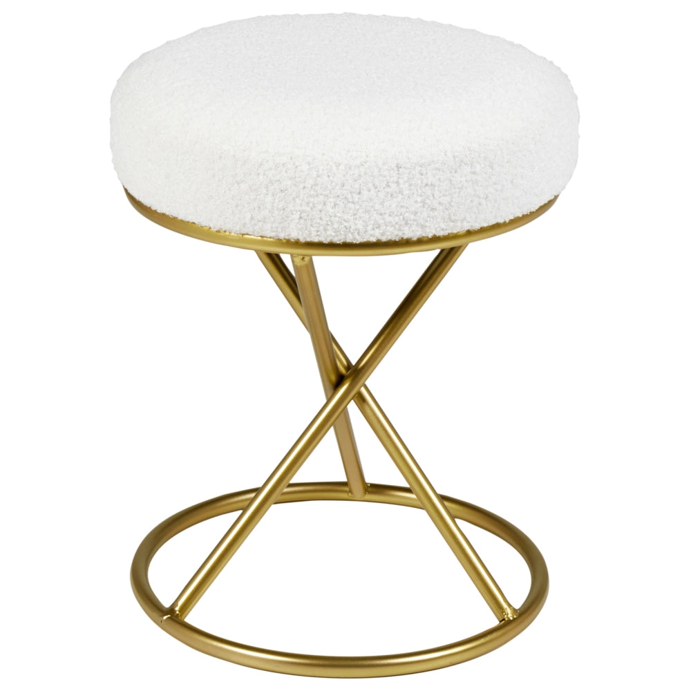 Pouf Boucle bianco sporco con gambe in metallo Camera da letto Soggiorno Accessori per sedersi