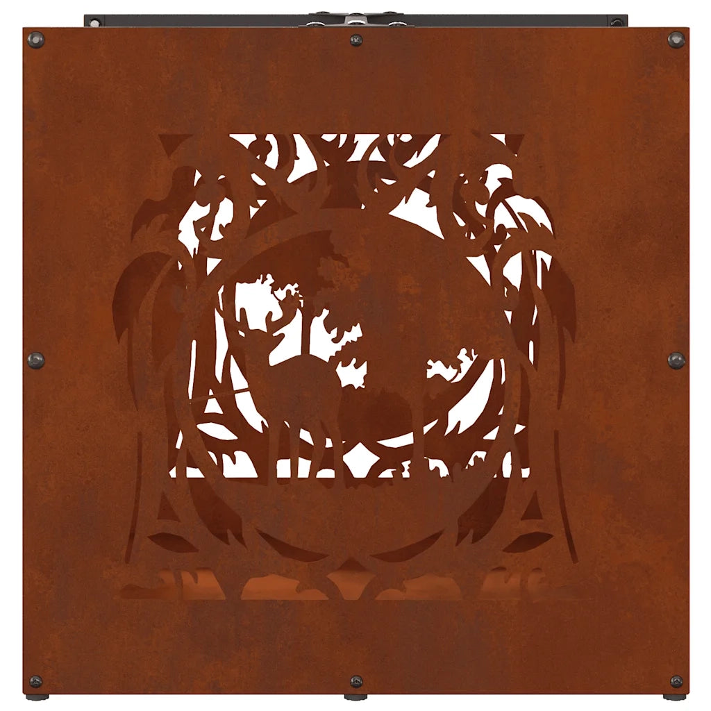 Rastrelliera per Legna da Ardere 40x40x40 cm in Acciaio Corten